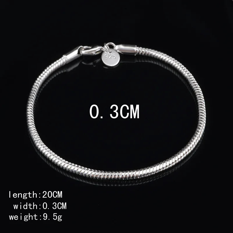 925 Sterling Silver Twisted Rope Bracelets Fashion Silver Jewelry
