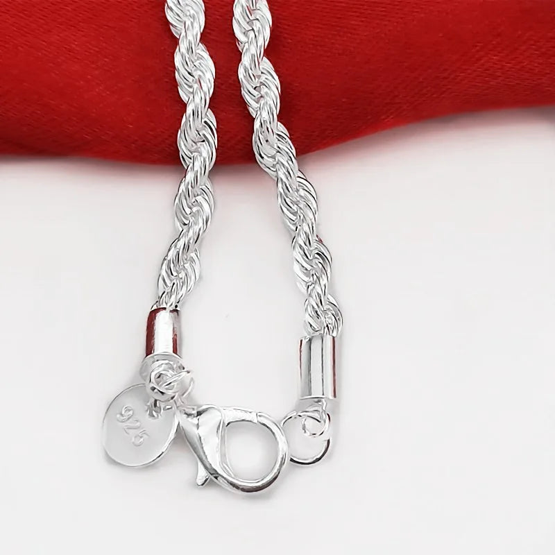 925 Sterling Silver Twisted Rope Bracelets Fashion Silver Jewelry
