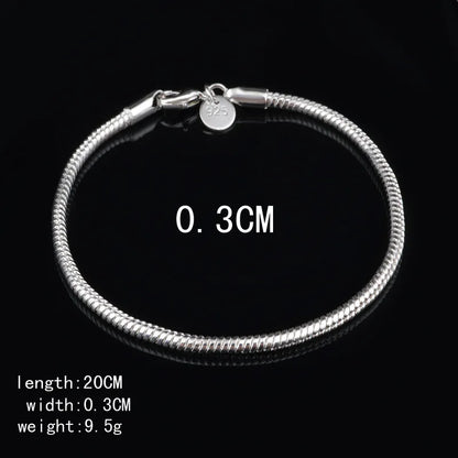925 Sterling Silver Twisted Rope Bracelets Fashion Silver Jewelry