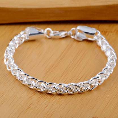 925 Sterling Silver Twisted Rope Bracelets Fashion Silver Jewelry