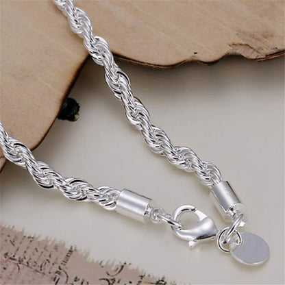 925 Sterling Silver Twisted Rope Bracelets Fashion Silver Jewelry