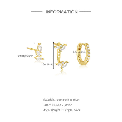 3PCS Earring Floral Set Stud Earrings For Women